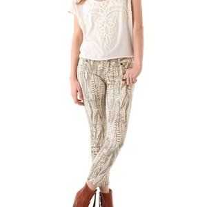 Free People Feather Print Cropped Skinny Jeans